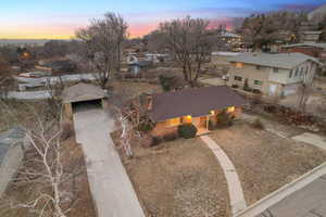 View of aerial view at dusk