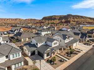 Aerial view featuring a mountain view