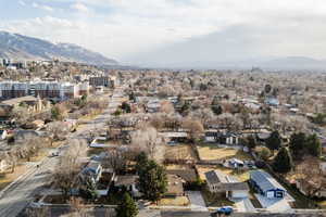 Drone / aerial view with a mountain view