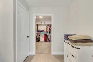 Interior space featuring light carpet