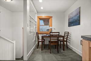 View of tiled dining space