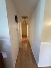 Corridor featuring light hardwood / wood-style floors