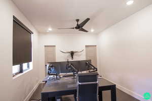 Office space featuring ceiling fan