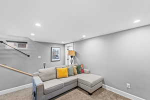 View of carpeted living room