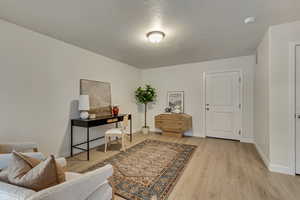 Home office featuring light hardwood / wood-style flooring