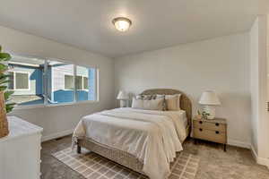 Bedroom with carpet floors