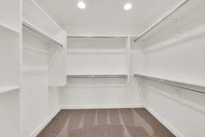 Spacious closet featuring carpet floors