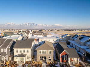 Drone / aerial view with a mountain view