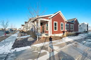 View of snow covered property