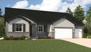 Craftsman-style house with a garage and a front yard