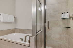 Bathroom with shower with separate bathtub