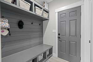 Mudroom featuring light hardwood / wood-style flooring