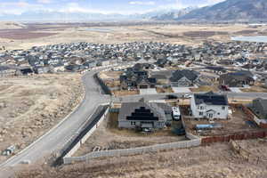 Aerial view featuring a mountain view