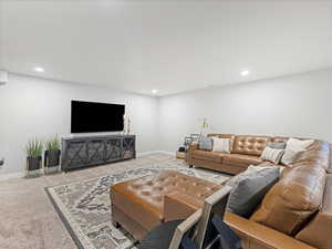Living room with carpet flooring