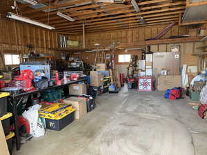 Garage with a workshop area