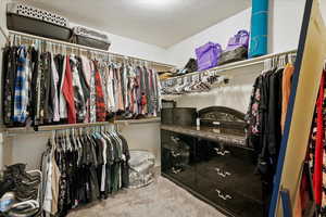 Spacious closet featuring carpet floors