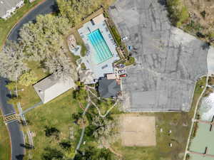 Aerial view of clubhouse pool