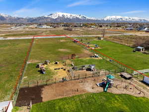 Bird's eye view featuring a mountain view and a rural view