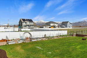 View of yard with a mountain view