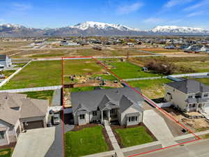 Drone / aerial view with a mountain view