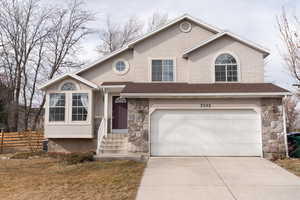 View of front of house with a garage