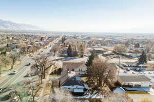 Drone / aerial view with a mountain view