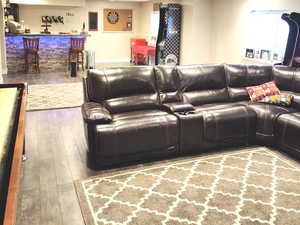 Living room featuring wood-type flooring