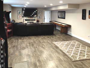 Living room featuring hardwood / wood-style flooring