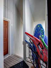 Back door from master bedroom exits to a balcony/stair well leading you on site sledding