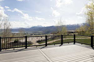 Wooden terrace with a mountain view