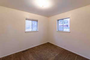 Carpeted empty room featuring plenty of natural light