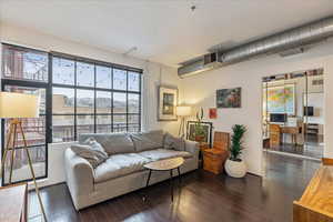 Living room featuring dark hardwood / wood-style floors