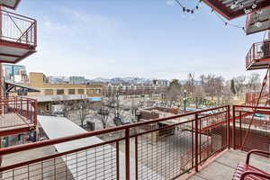 Balcony with a mountain view