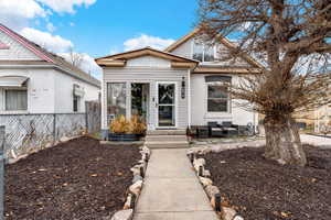 View of front of home featuring outdoor lounge area