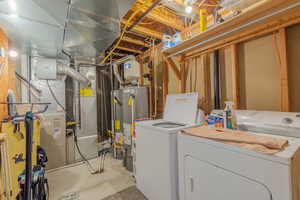 Interior space with washer and dryer and water heater