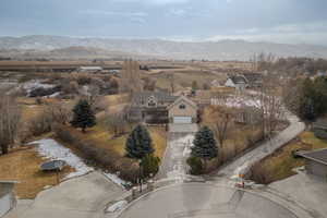 Drone / aerial view with a mountain view