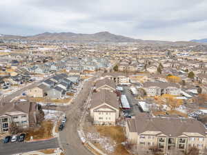 Aerial view featuring a mountain view