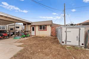 Exterior space with two sheds