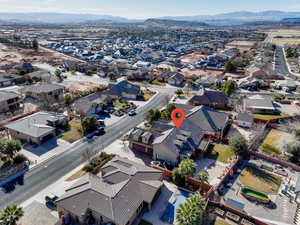 Drone / aerial view with a mountain view