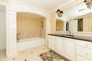 Basement bathroom with radiant floor heating