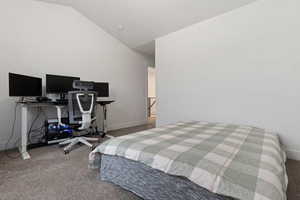 Nice big primary suite with vaulted ceiling, walk in closet and private bath