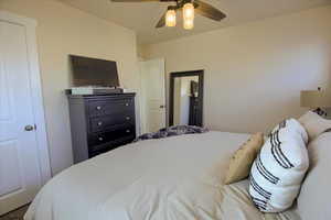 Bedroom featuring ceiling fan