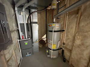 Utilities featuring heating unit and secured water heater