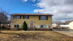 Bi-level home with a front yard