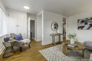 Living area featuring wood-type flooring