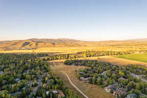 Drone / aerial view featuring a mountain view