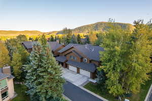 Aerial view featuring a mountain view