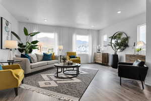 Living room featuring light wood-type flooring