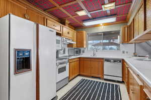 Kitchen with stainless steel appliances and sink