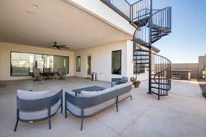 View of patio featuring an outdoor hangout area